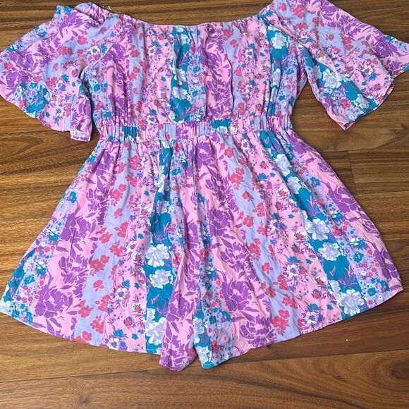 Andree by‎ unit off the shoulder romper  colorful floral color block woman's 3x - Picture 7 of 8